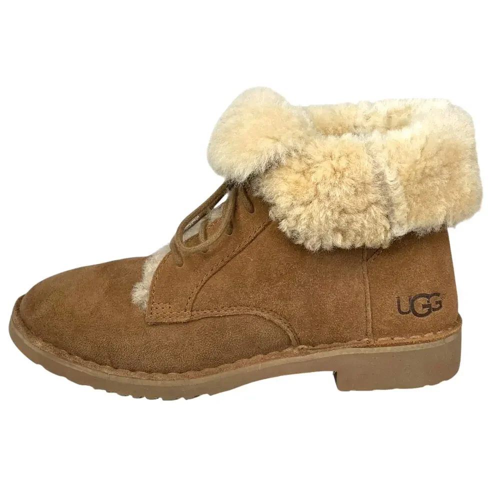 UGG Women's Quincy Brown Suede Lace Up Winter Boots Size US 6.5